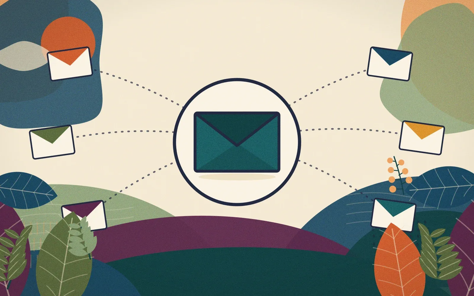 Letters from every direction converging on a single envelope